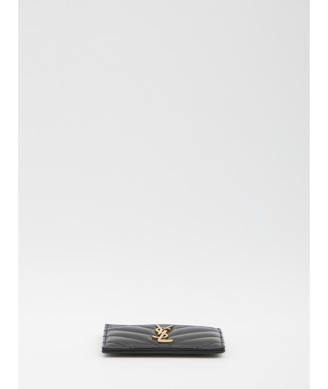 SAINT LAURENT Черный кожаный кардхолдер, фото 3