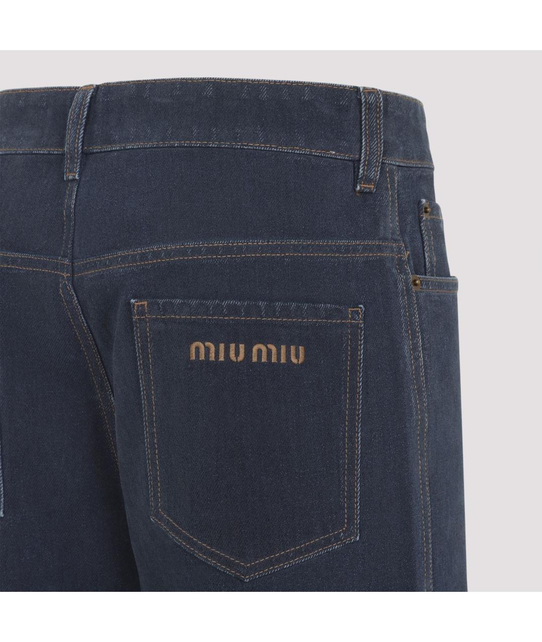 MIU MIU Темно-синие хлопковые прямые джинсы, фото 3