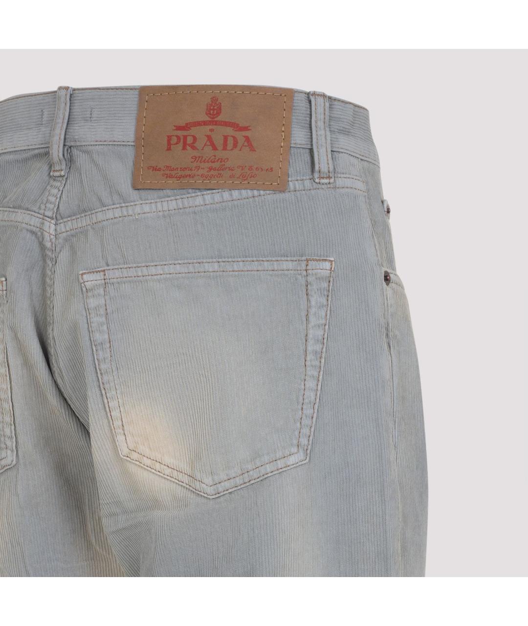 PRADA Голубые хлопковые повседневные брюки, фото 3