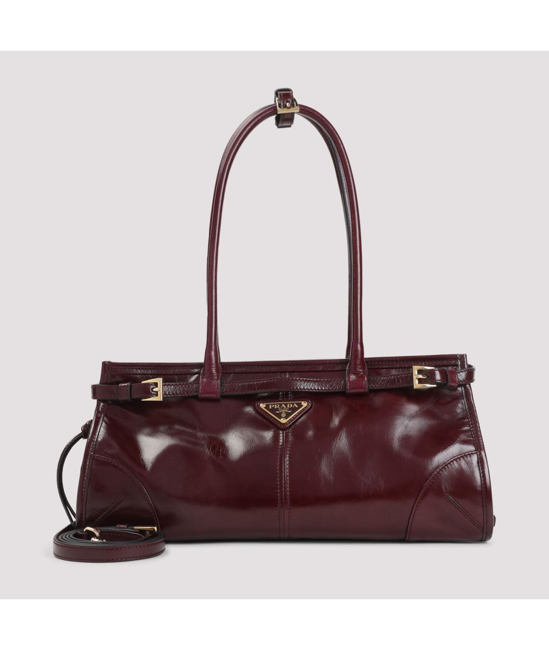 PRADA Бордовая кожаная сумка через плечо, фото 2