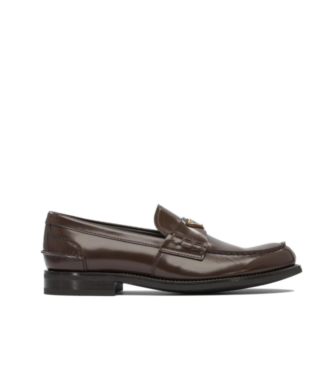 PRADA Коричневые мокасины из лакированной кожи, фото 1