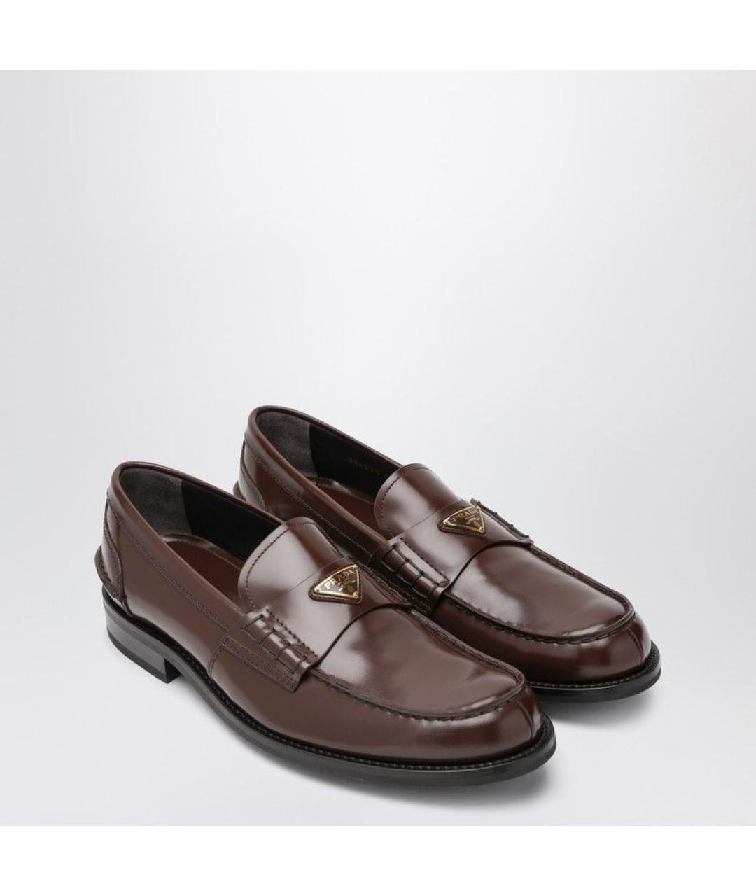 PRADA Коричневые мокасины из лакированной кожи, фото 2