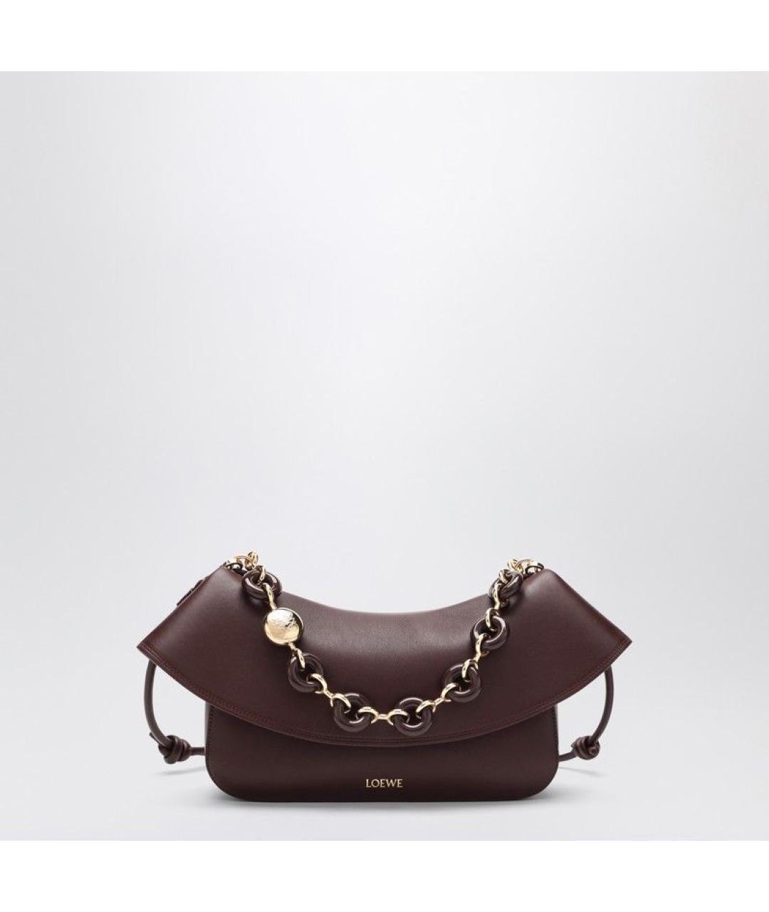 LOEWE Бордовая кожаная сумка через плечо, фото 3
