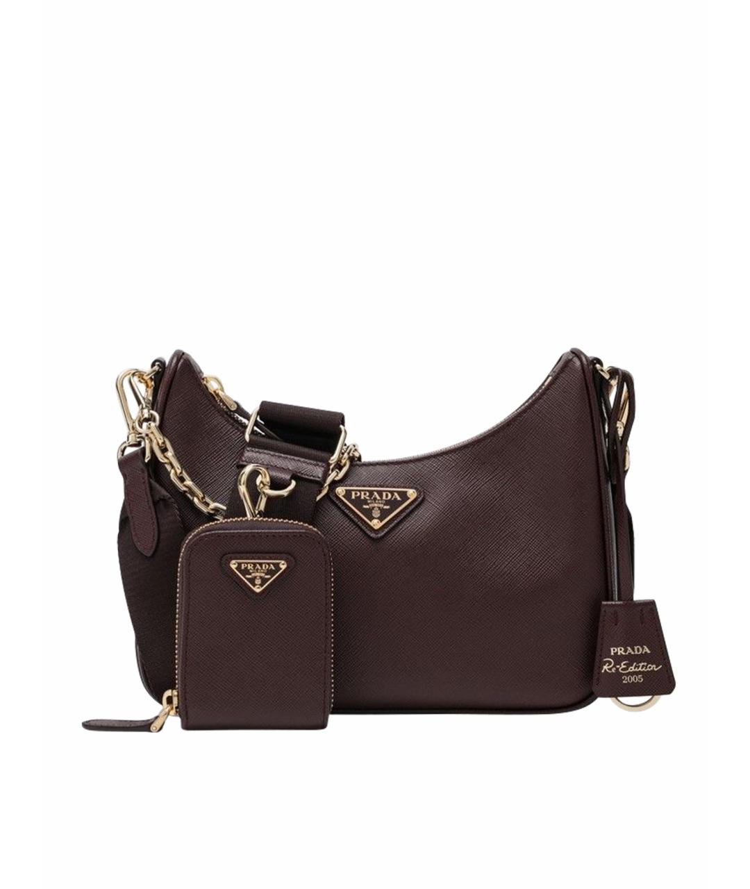PRADA Бордовая кожаная сумка через плечо, фото 1