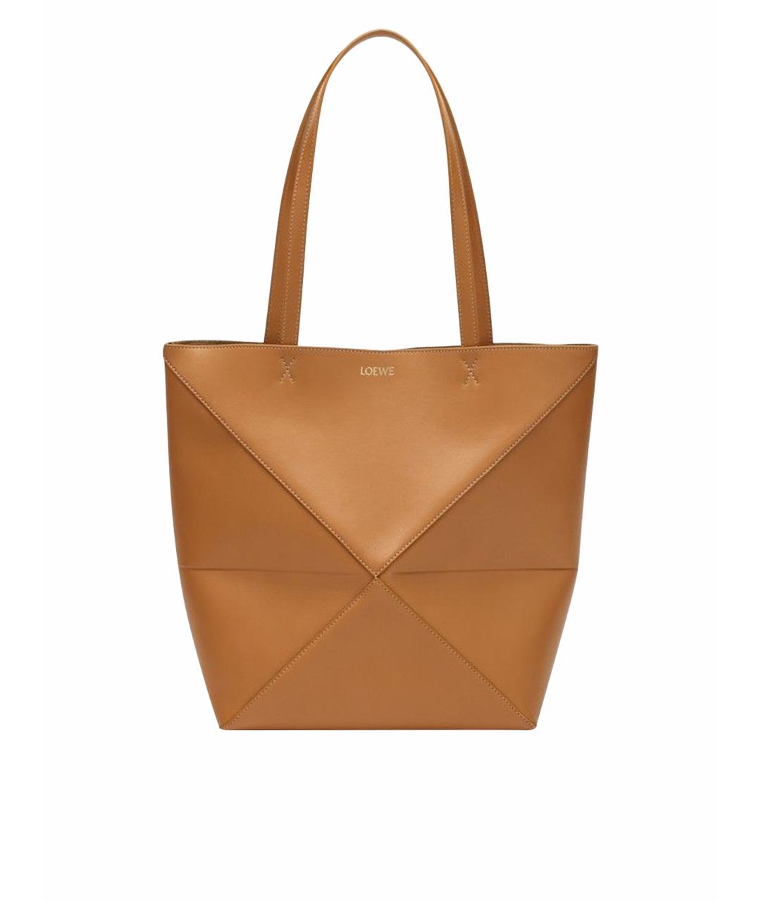 LOEWE Бежевая кожаная сумка тоут, фото 6