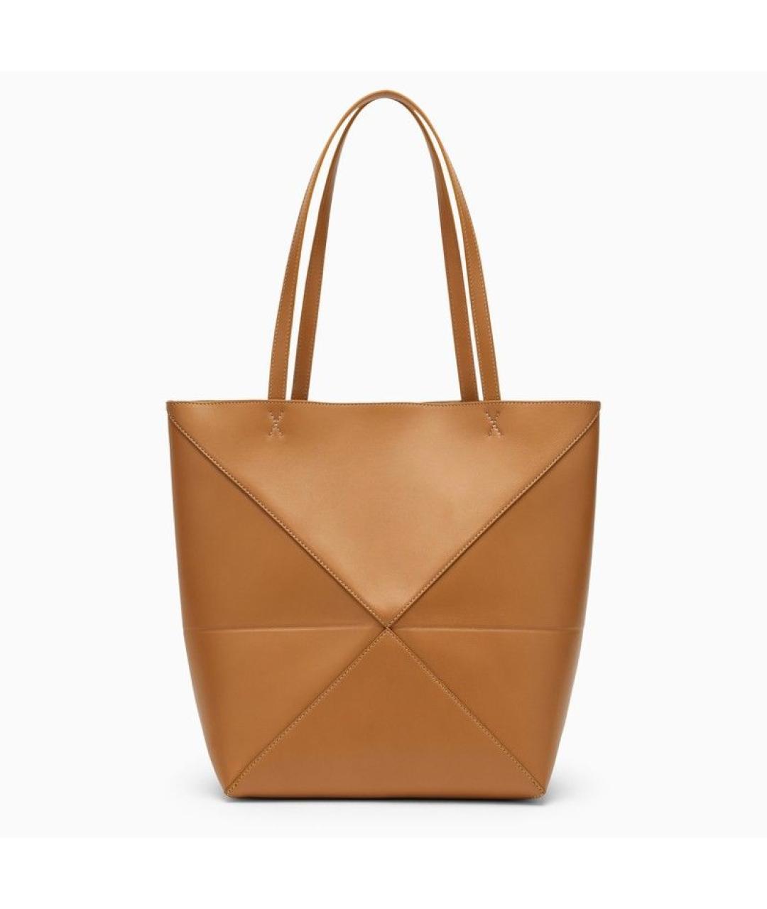 LOEWE Бежевая кожаная сумка тоут, фото 3