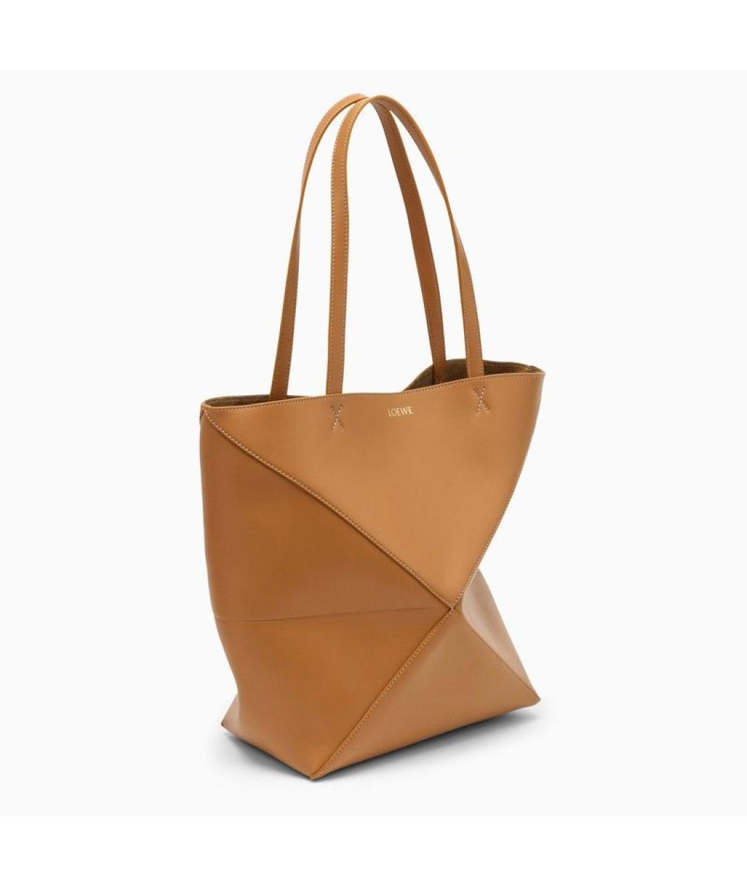 LOEWE Бежевая кожаная сумка тоут, фото 2