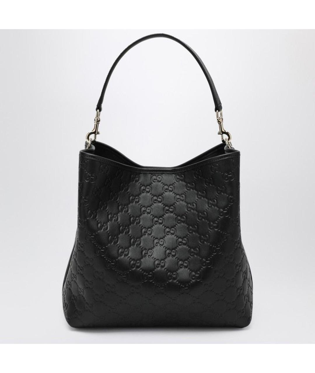 GUCCI Черная кожаная сумка тоут, фото 2