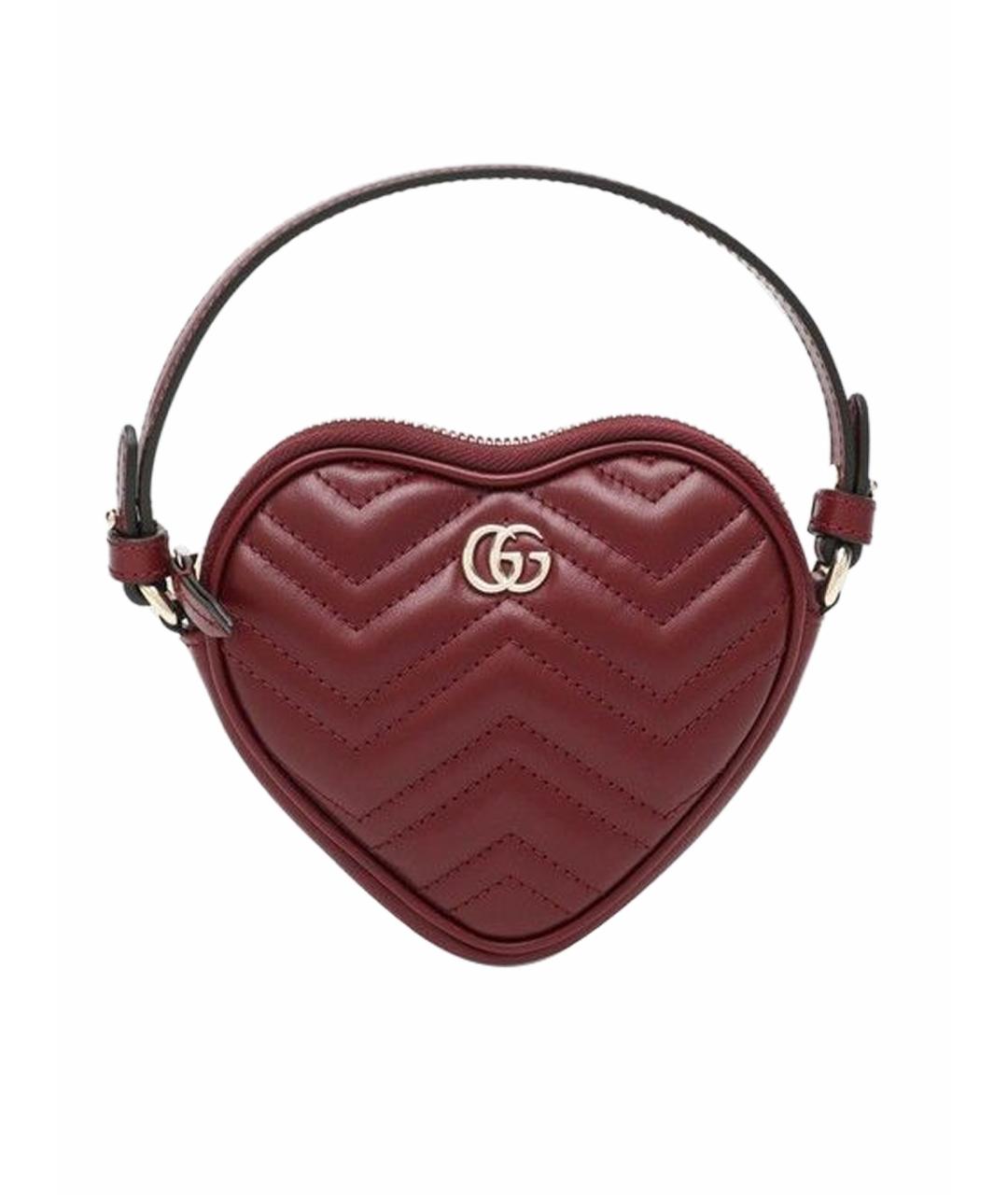 GUCCI Бордовая кожаная сумка с короткими ручками, фото 1