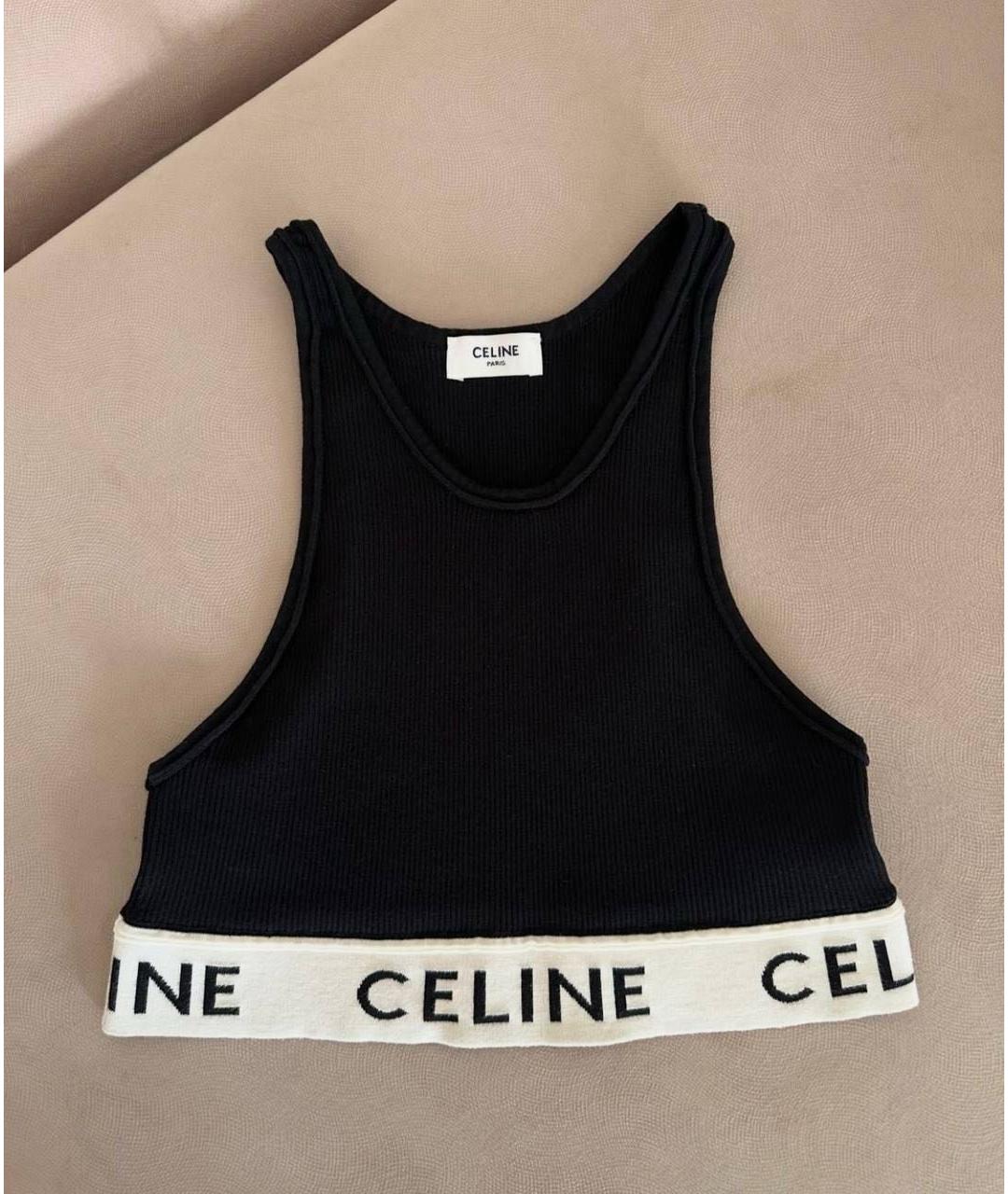 CELINE Черная хлопковая майка, фото 2