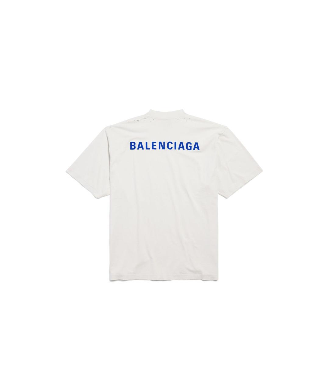 BALENCIAGA Белая хлопковая футболка, фото 2