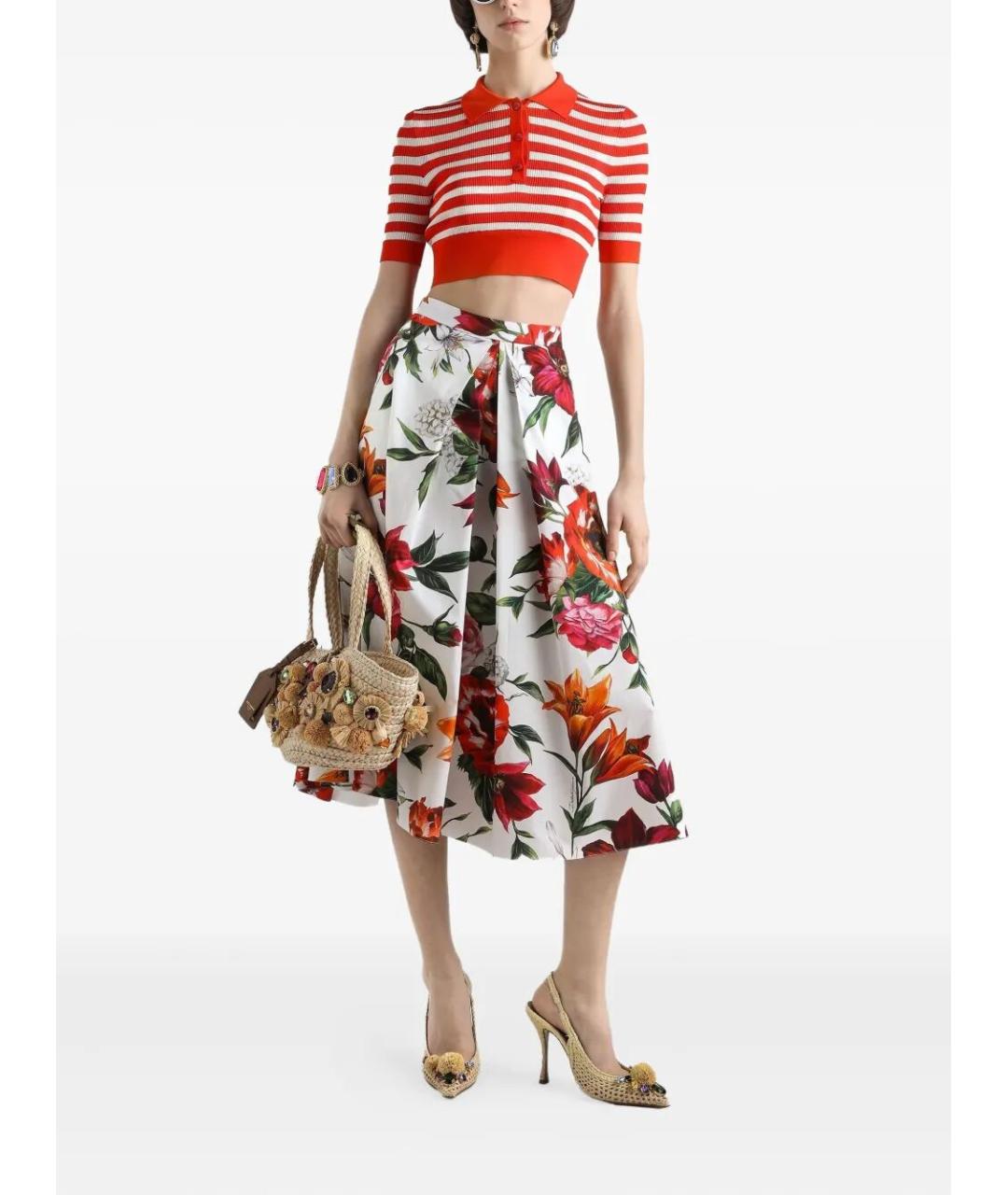 DOLCE&GABBANA Мульти хлопковая юбка миди, фото 2