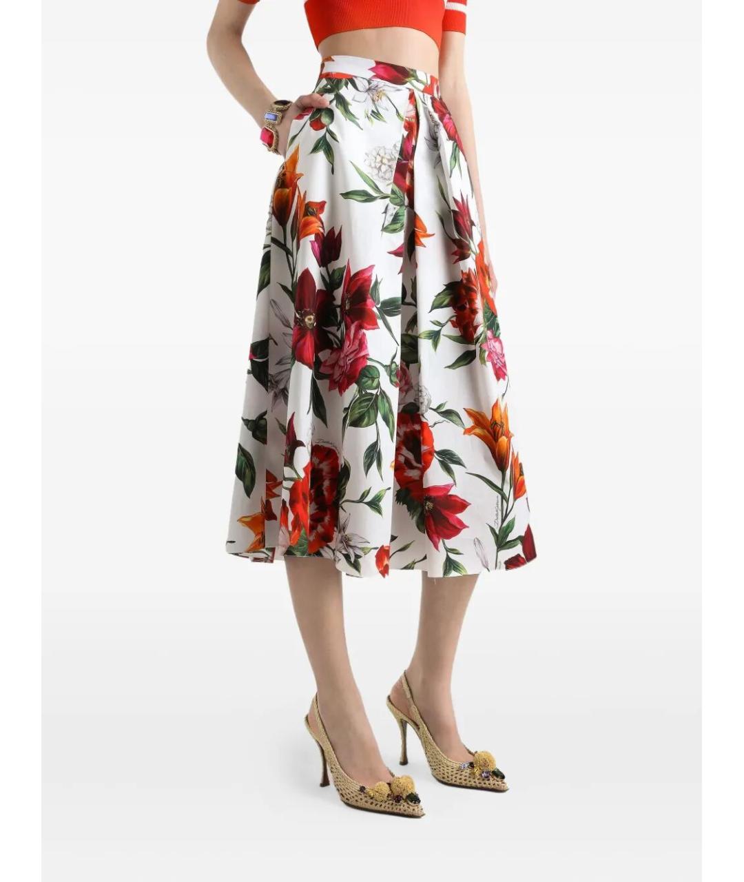 DOLCE&GABBANA Мульти хлопковая юбка миди, фото 4