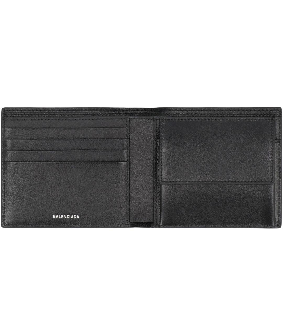 BALENCIAGA Черный кожаный кошелек, фото 4