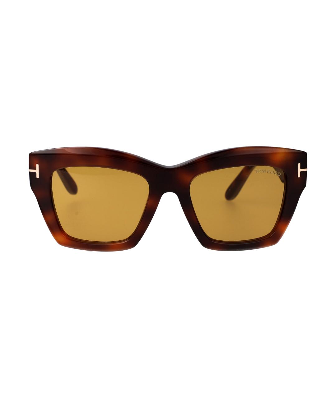 TOM FORD Коричневые пластиковые солнцезащитные очки, фото 1