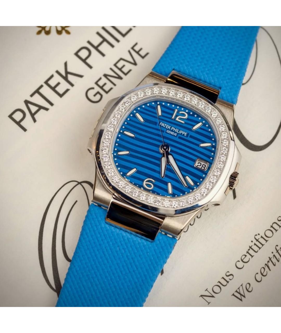 PATEK PHILIPPE Бирюзовые часы из белого золота, фото 4