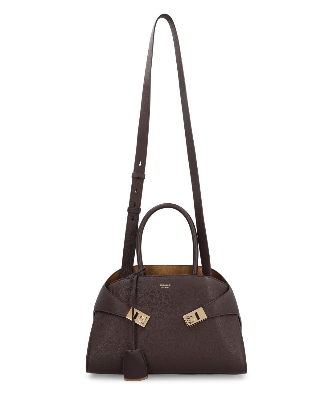 FERRAGAMO Коричневая кожаная сумка тоут, фото 5