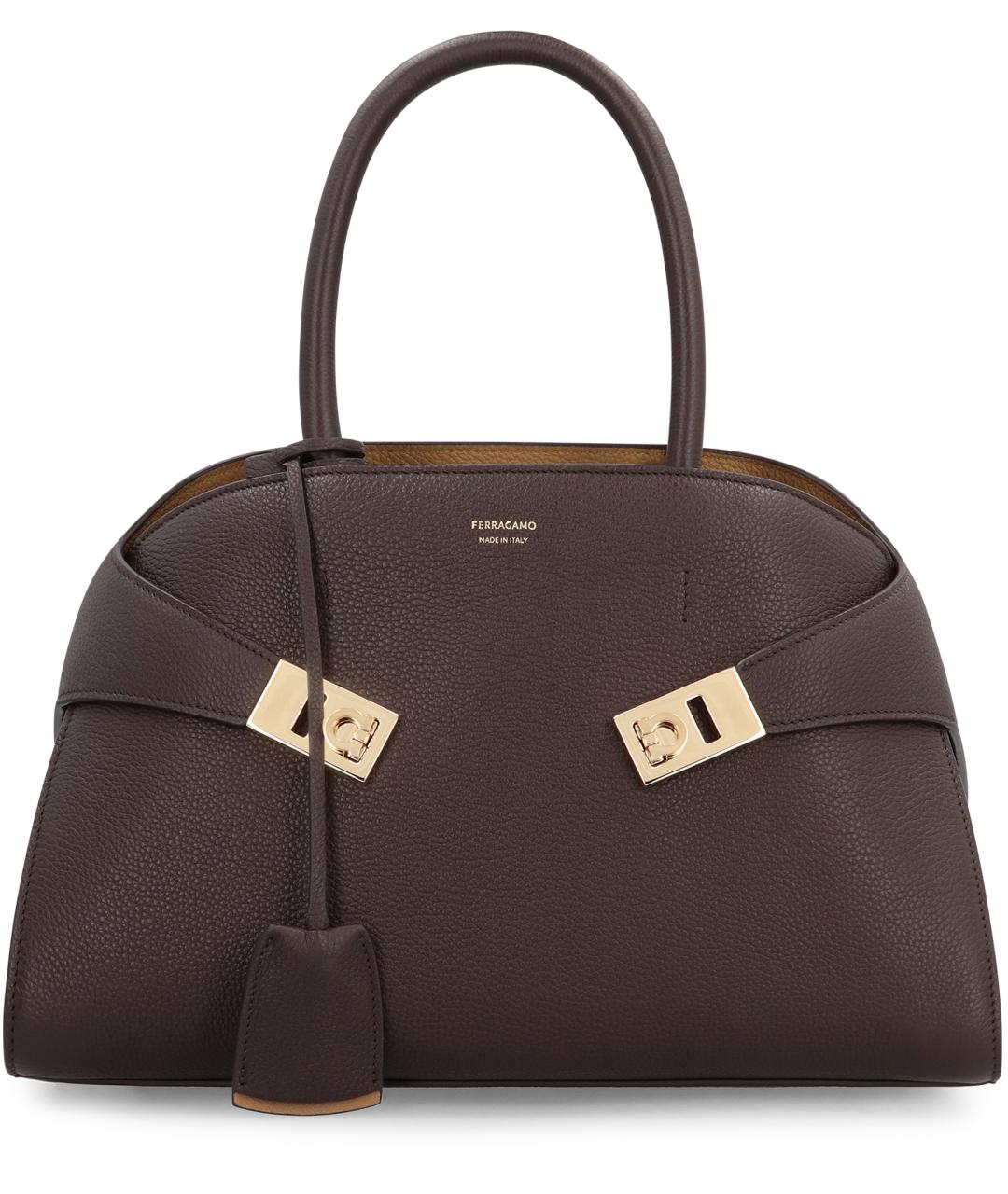 FERRAGAMO Коричневая кожаная сумка тоут, фото 2