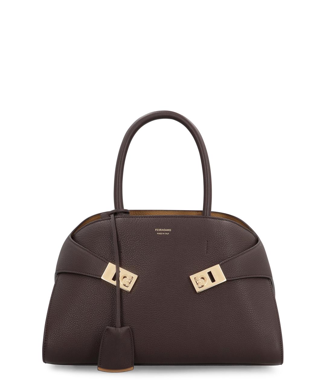 FERRAGAMO Коричневая кожаная сумка тоут, фото 1