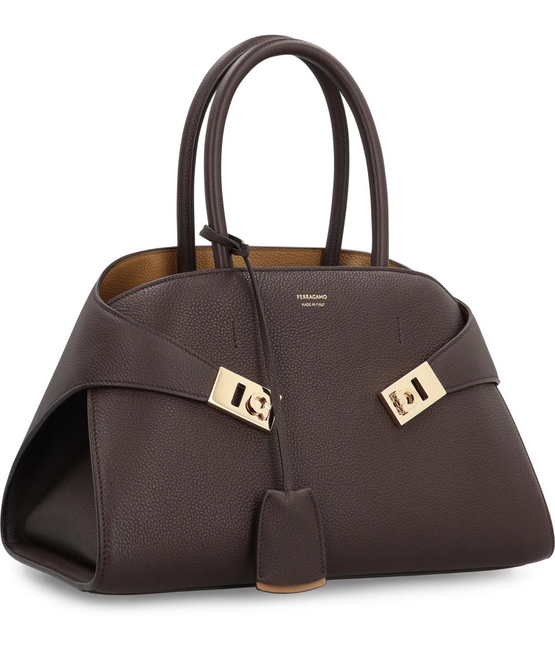 FERRAGAMO Коричневая кожаная сумка тоут, фото 3