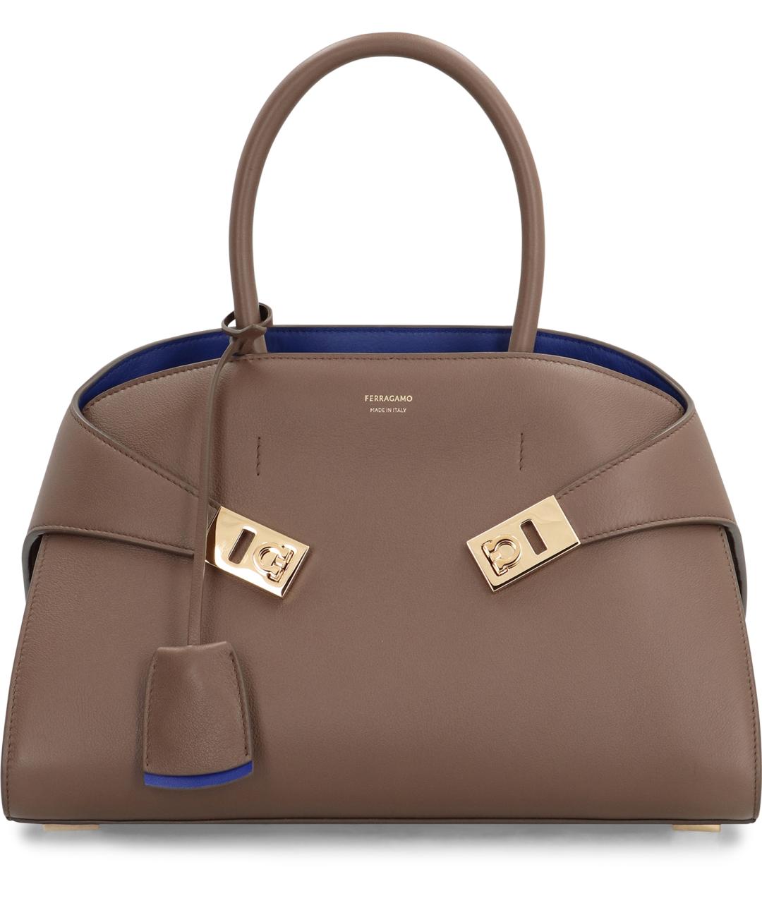 FERRAGAMO Бежевая кожаная сумка тоут, фото 2