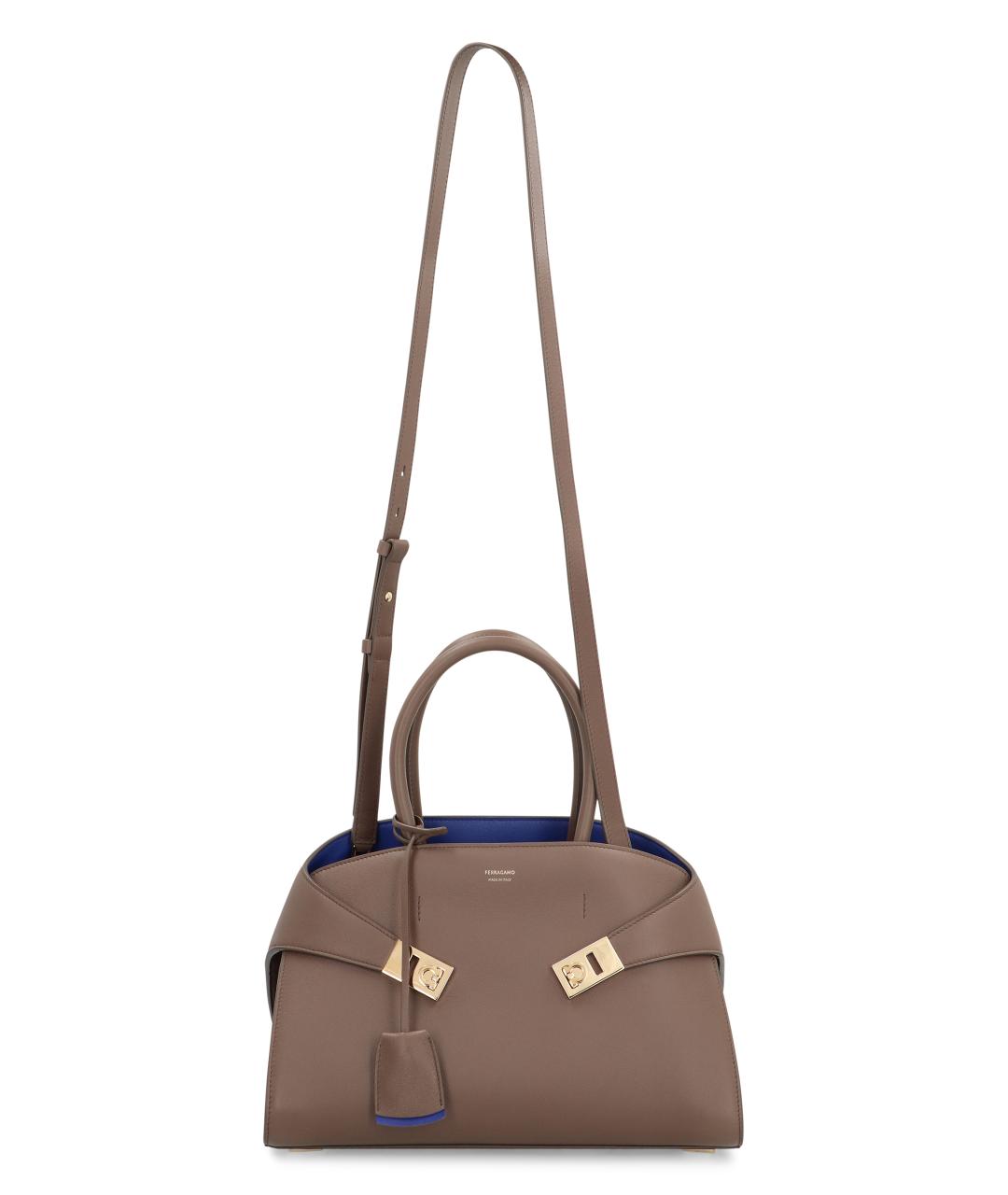 FERRAGAMO Бежевая кожаная сумка тоут, фото 5