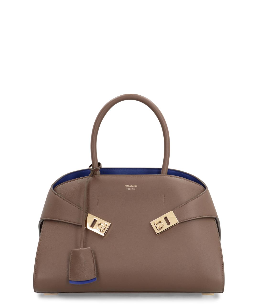 FERRAGAMO Бежевая кожаная сумка тоут, фото 1
