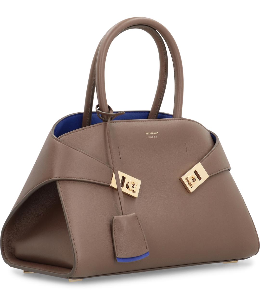 FERRAGAMO Бежевая кожаная сумка тоут, фото 3