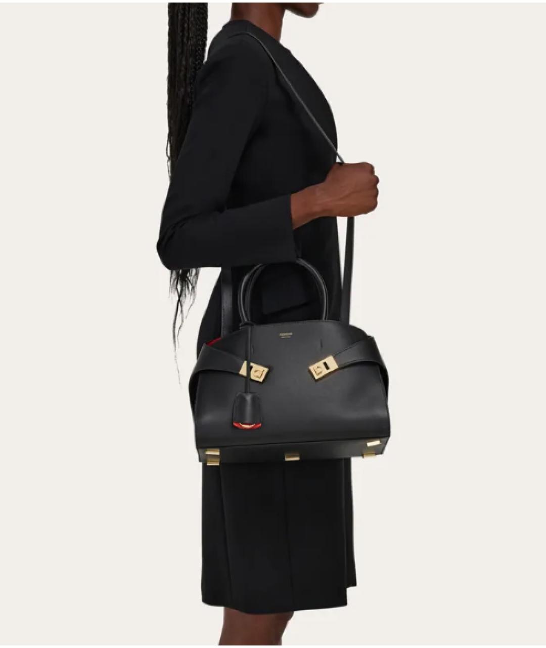 FERRAGAMO Черная кожаная сумка тоут, фото 6