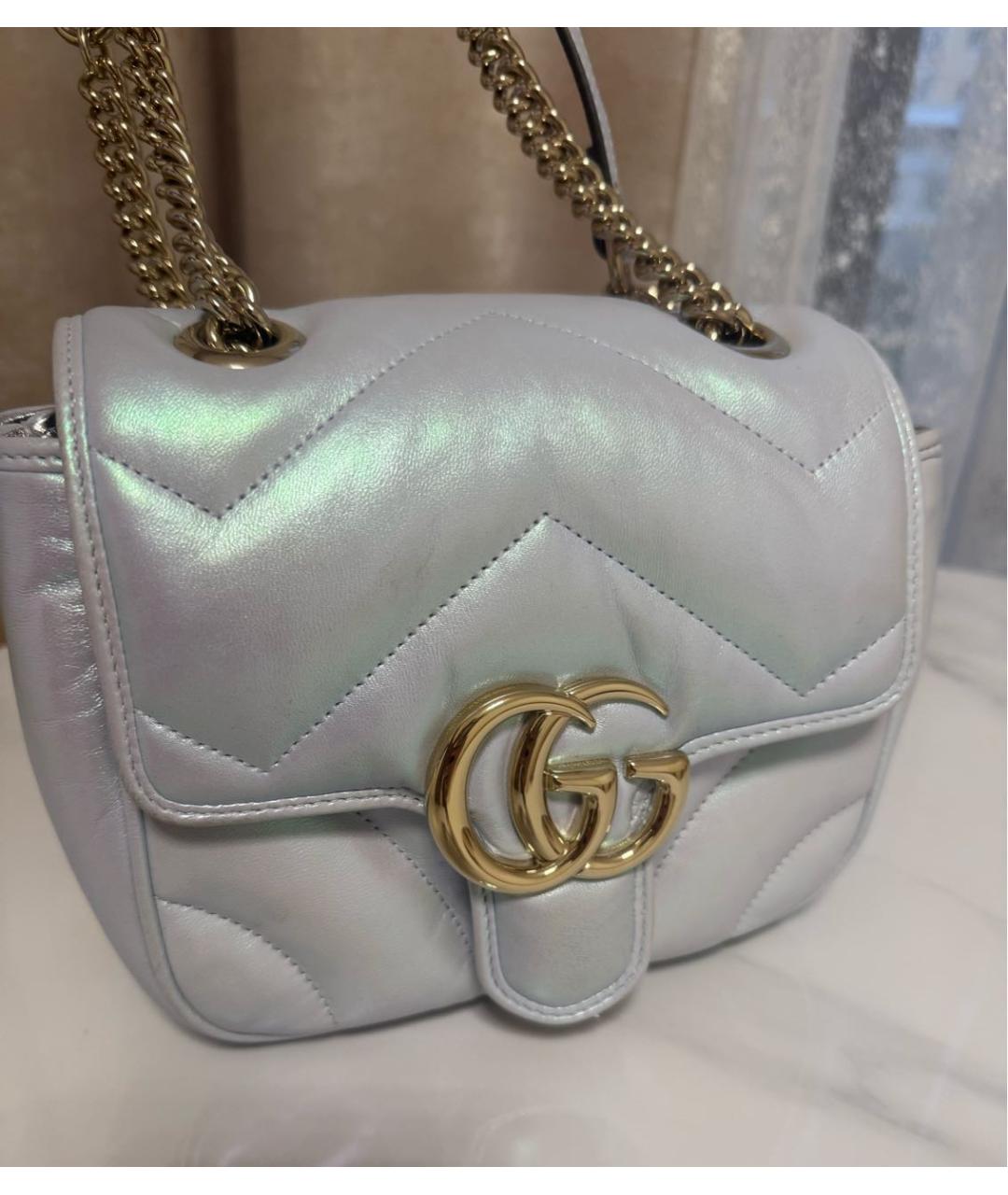 GUCCI Серебряная кожаная сумка через плечо, фото 2