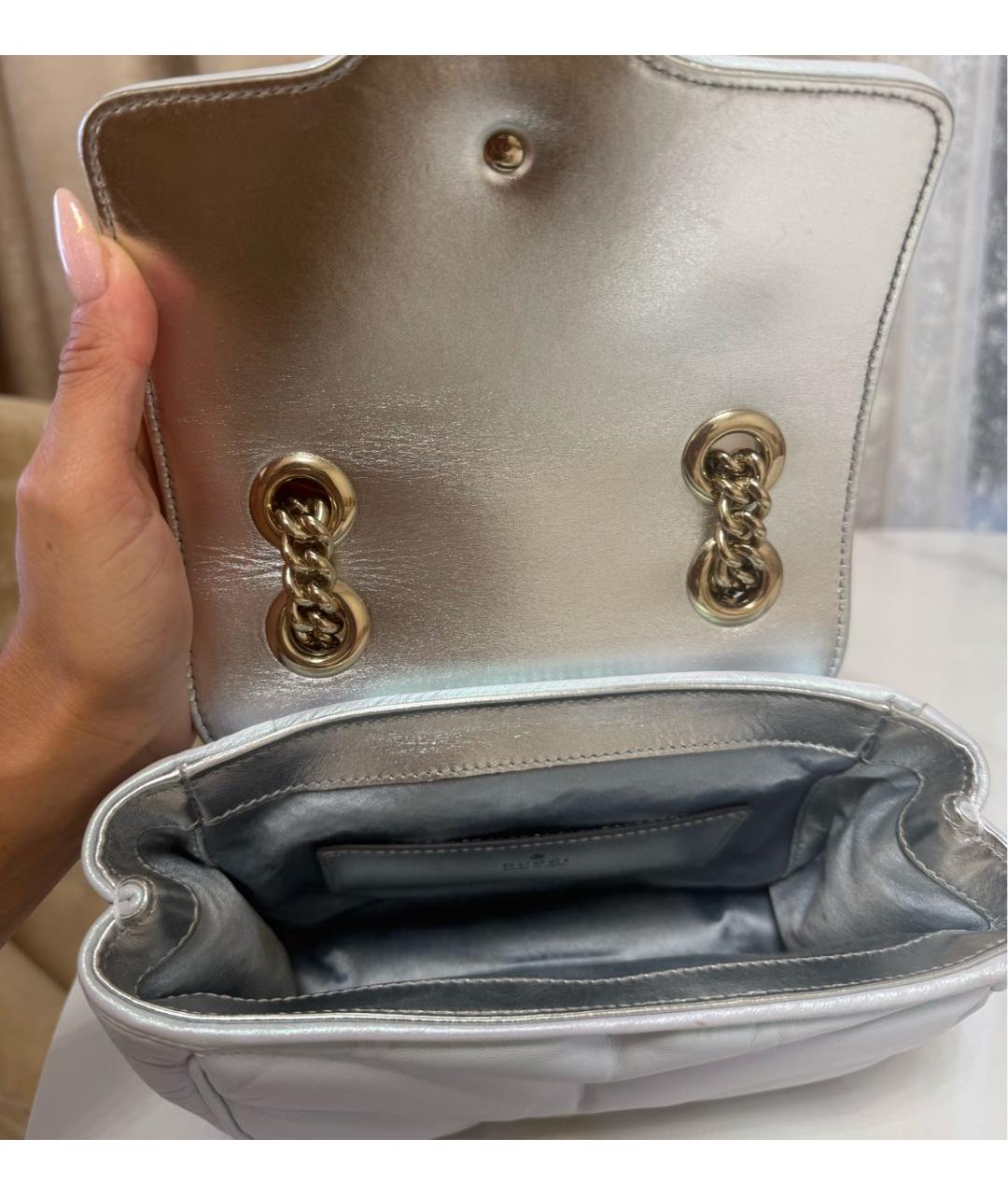 GUCCI Серебряная кожаная сумка через плечо, фото 4