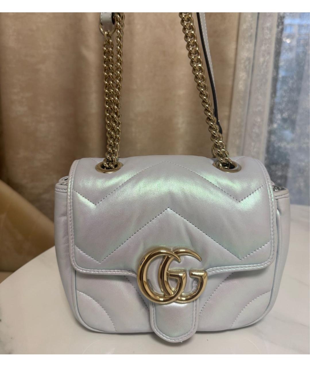 GUCCI Серебряная кожаная сумка через плечо, фото 5