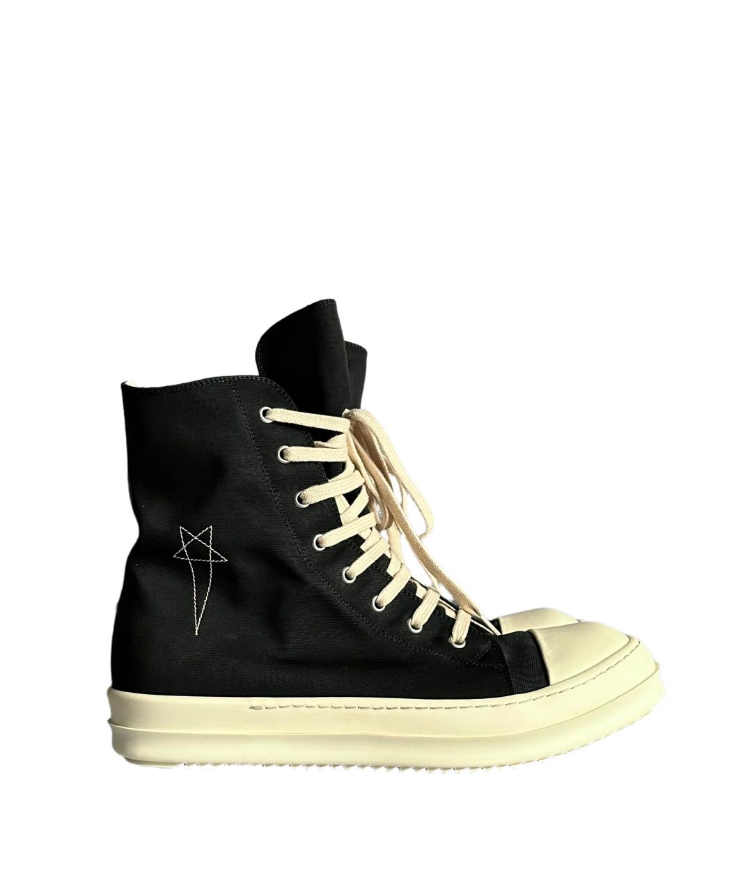 RICK OWENS DRKSHDW Черные текстильные высокие кроссовки / кеды, фото 3