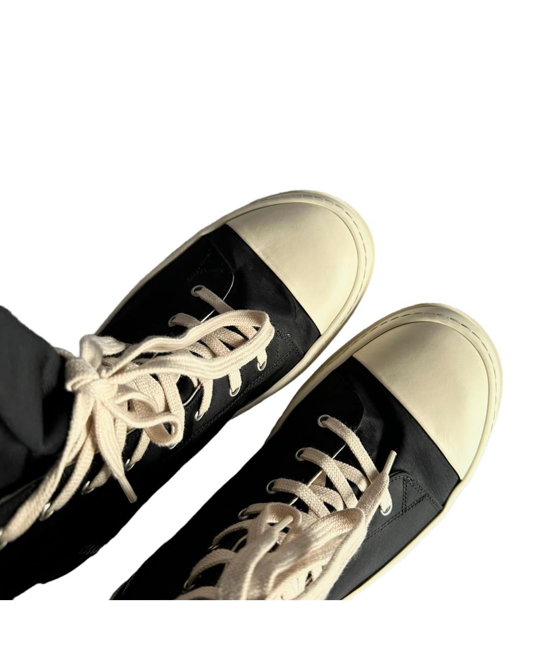 RICK OWENS DRKSHDW Черные текстильные высокие кроссовки / кеды, фото 5