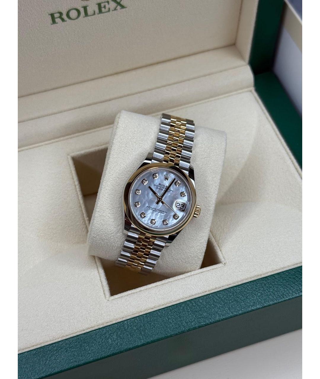 ROLEX Белые часы из желтого золота, фото 2