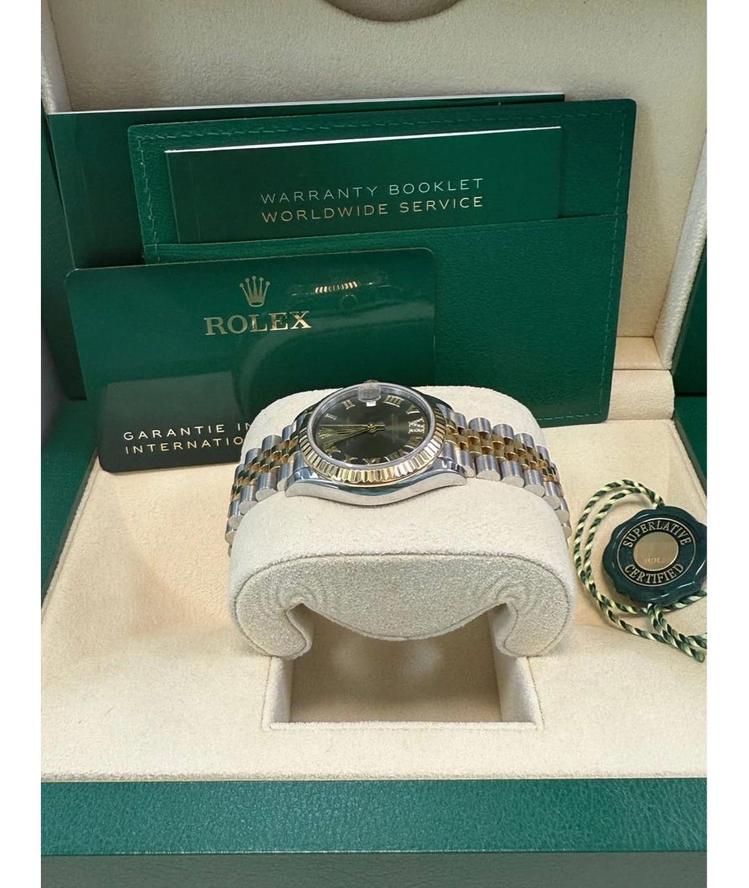 ROLEX Зеленые часы из желтого золота, фото 4