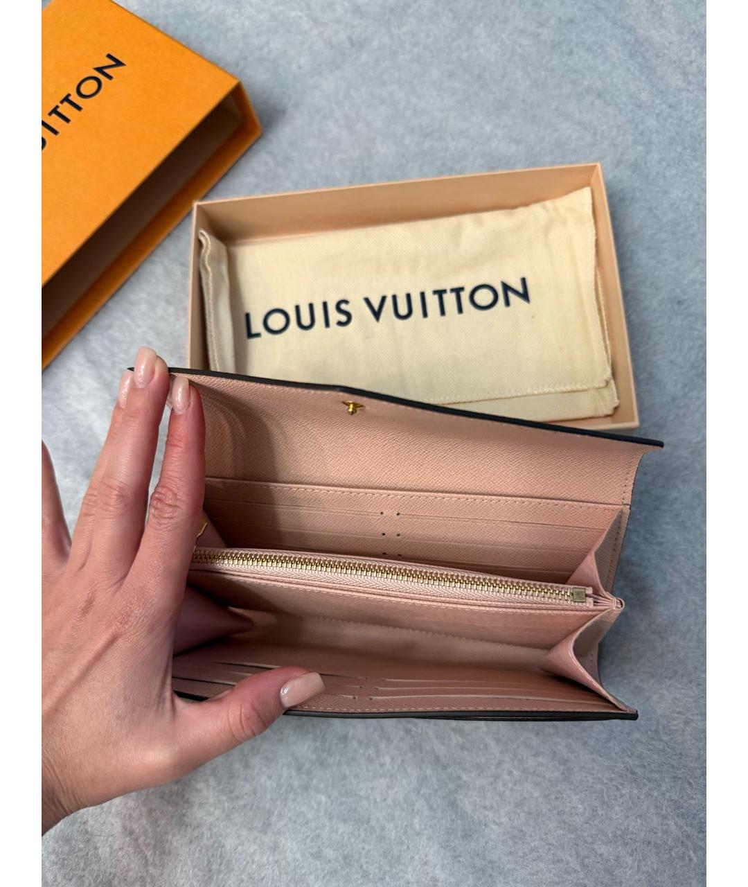 LOUIS VUITTON Коричневый кожаный кошелек, фото 7