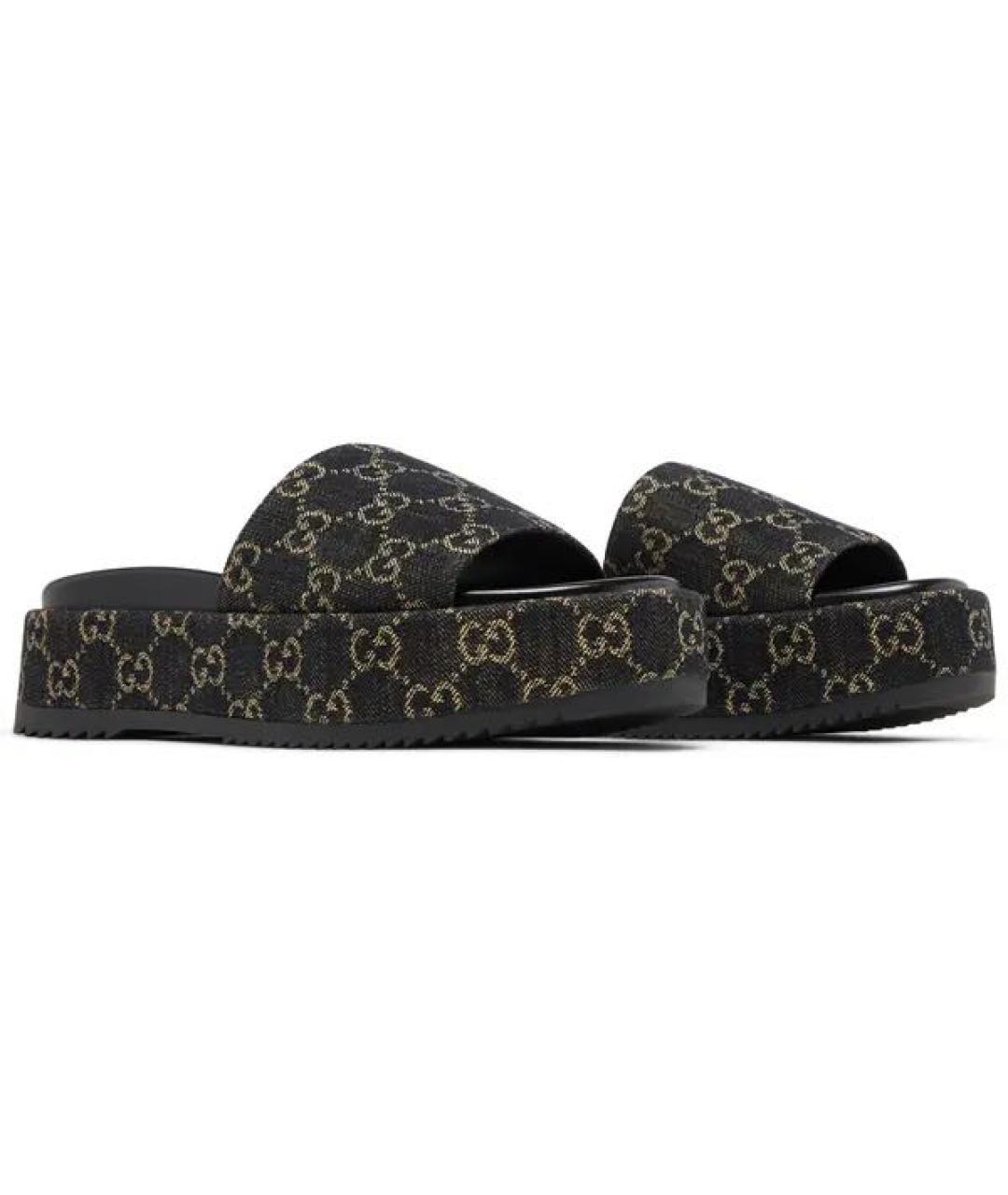 GUCCI Черные шлепанцы, фото 3