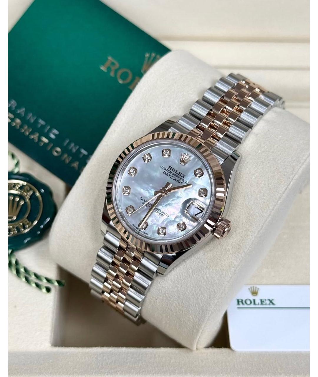 ROLEX Белые часы из розового золота, фото 3