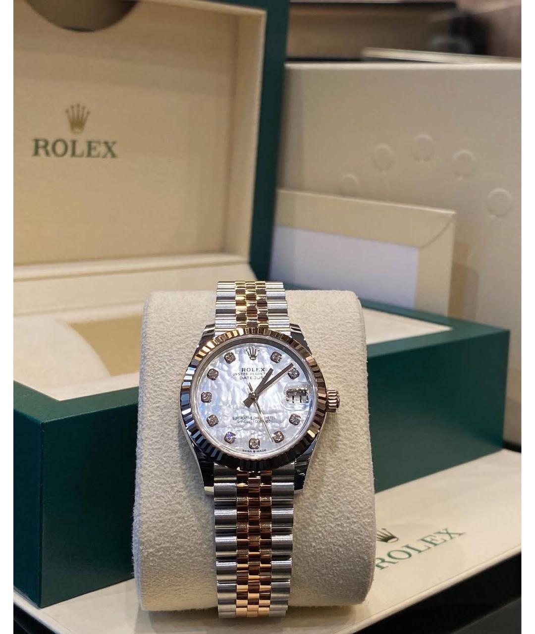 ROLEX Белые часы из розового золота, фото 4