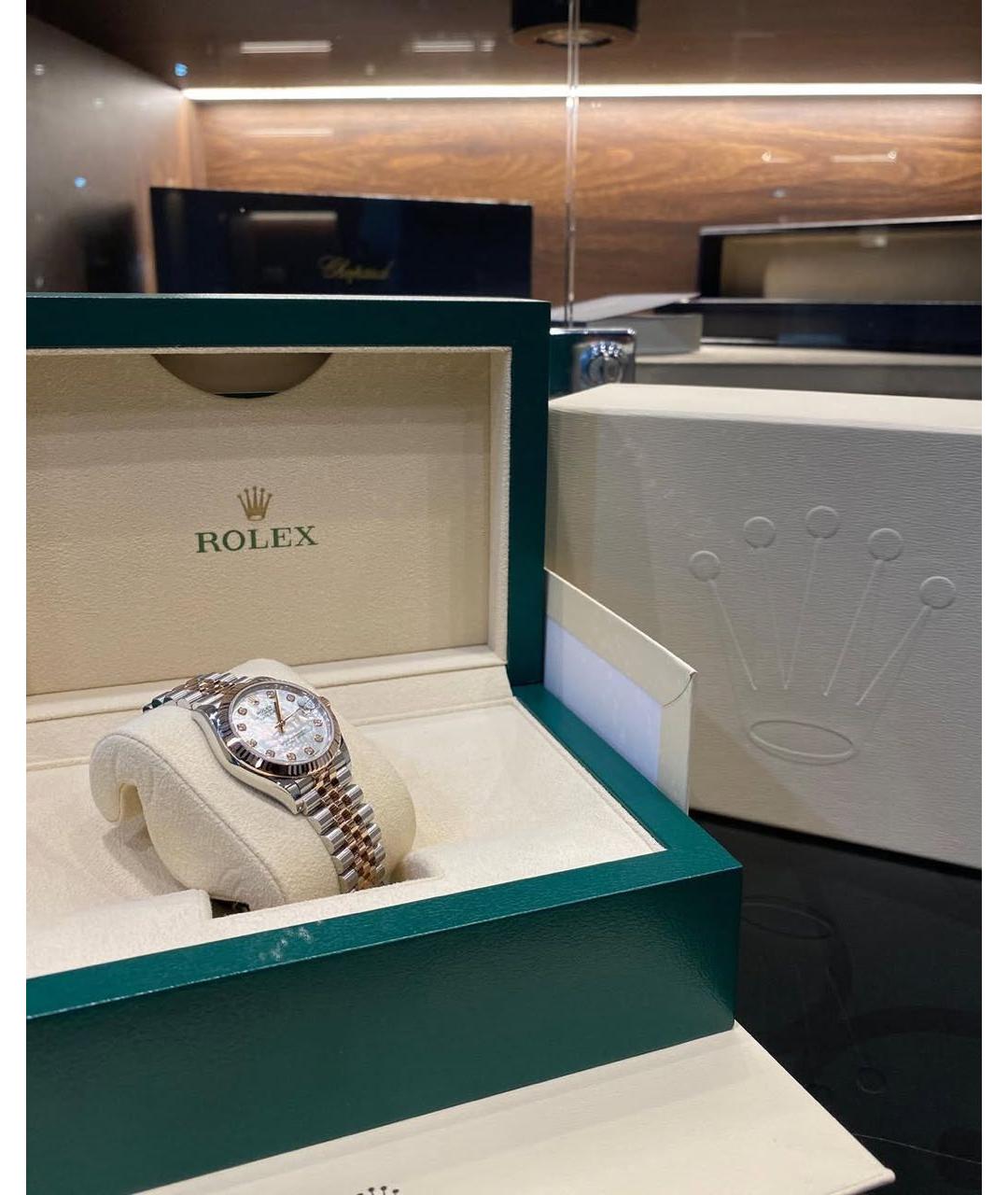 ROLEX Белые часы из розового золота, фото 6