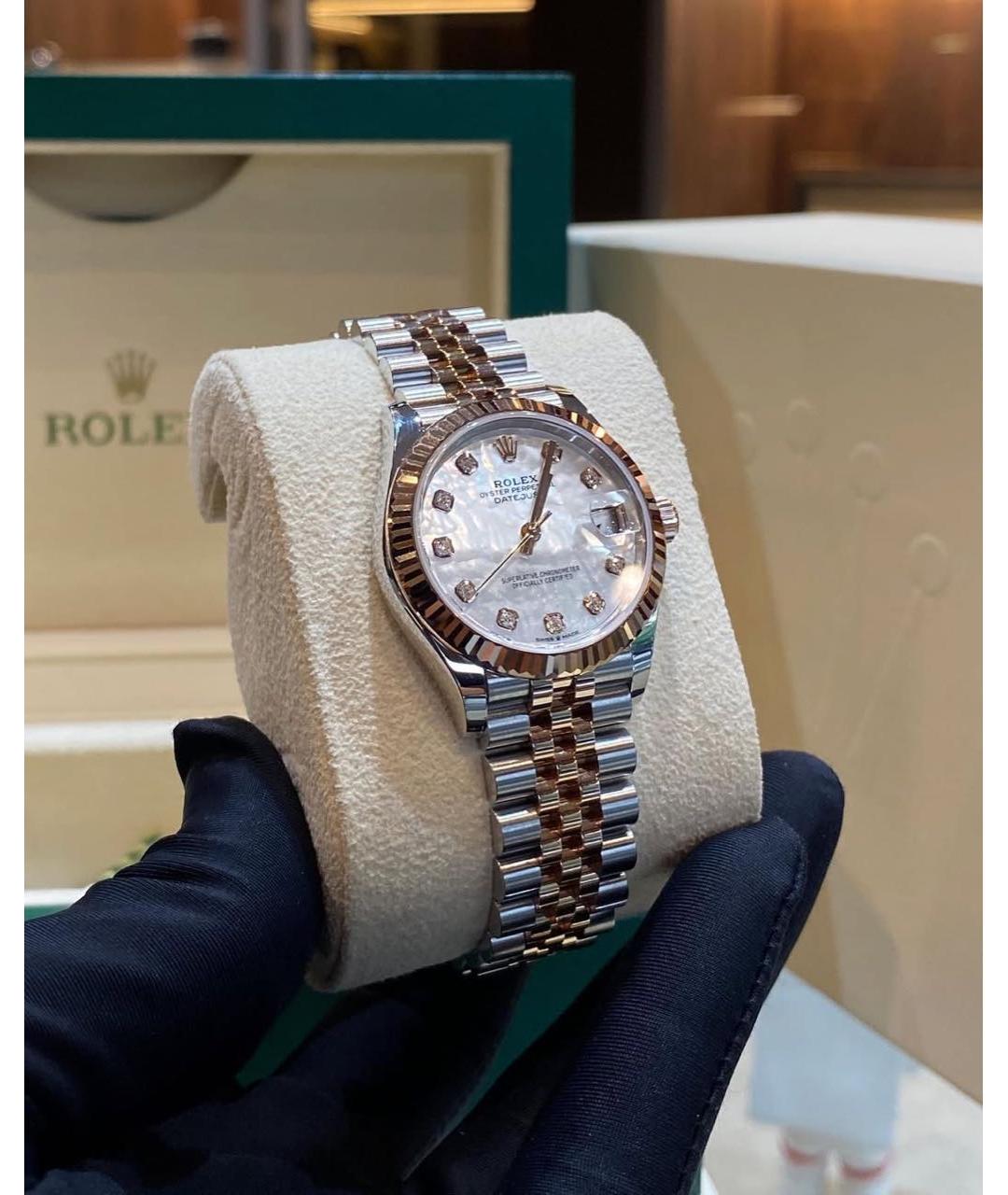 ROLEX Белые часы из розового золота, фото 5