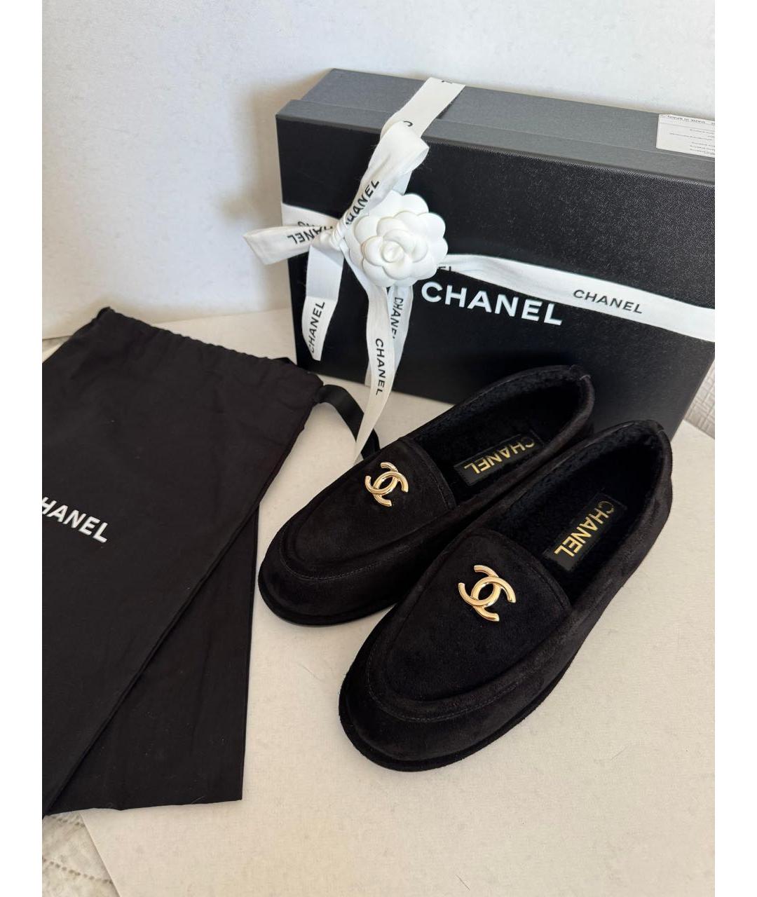 CHANEL Черные замшевые лоферы, фото 5