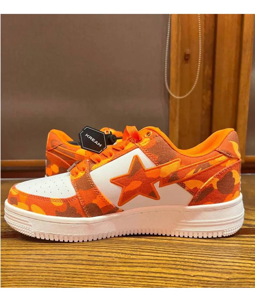 A BATHING APE Белые кожаные низкие кроссовки / кеды, фото 6