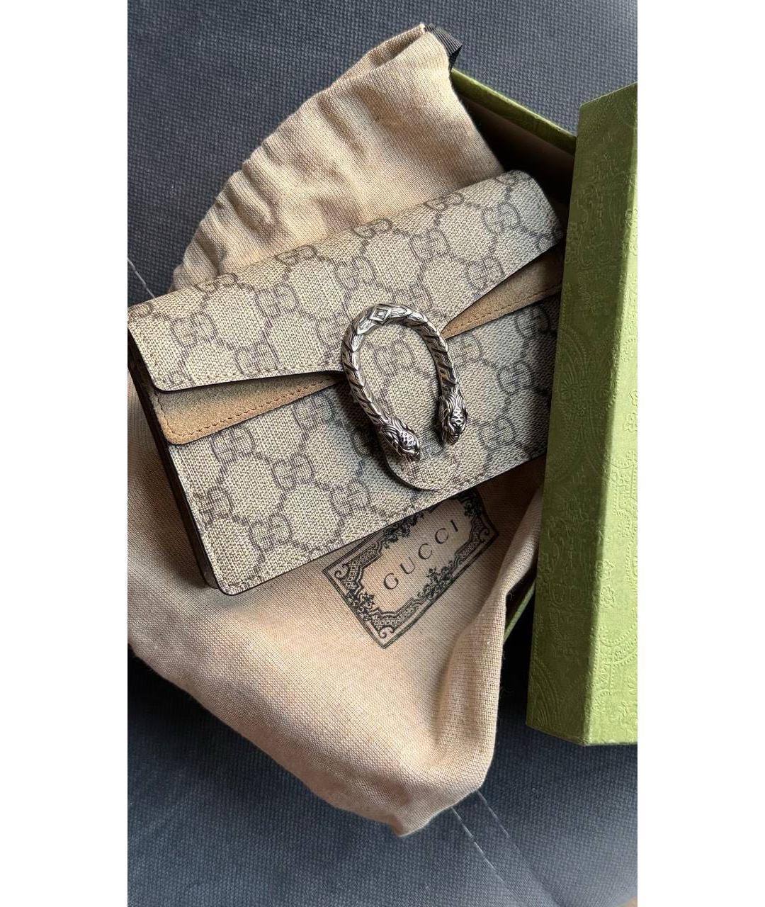 GUCCI Бежевая кожаная сумка через плечо, фото 7