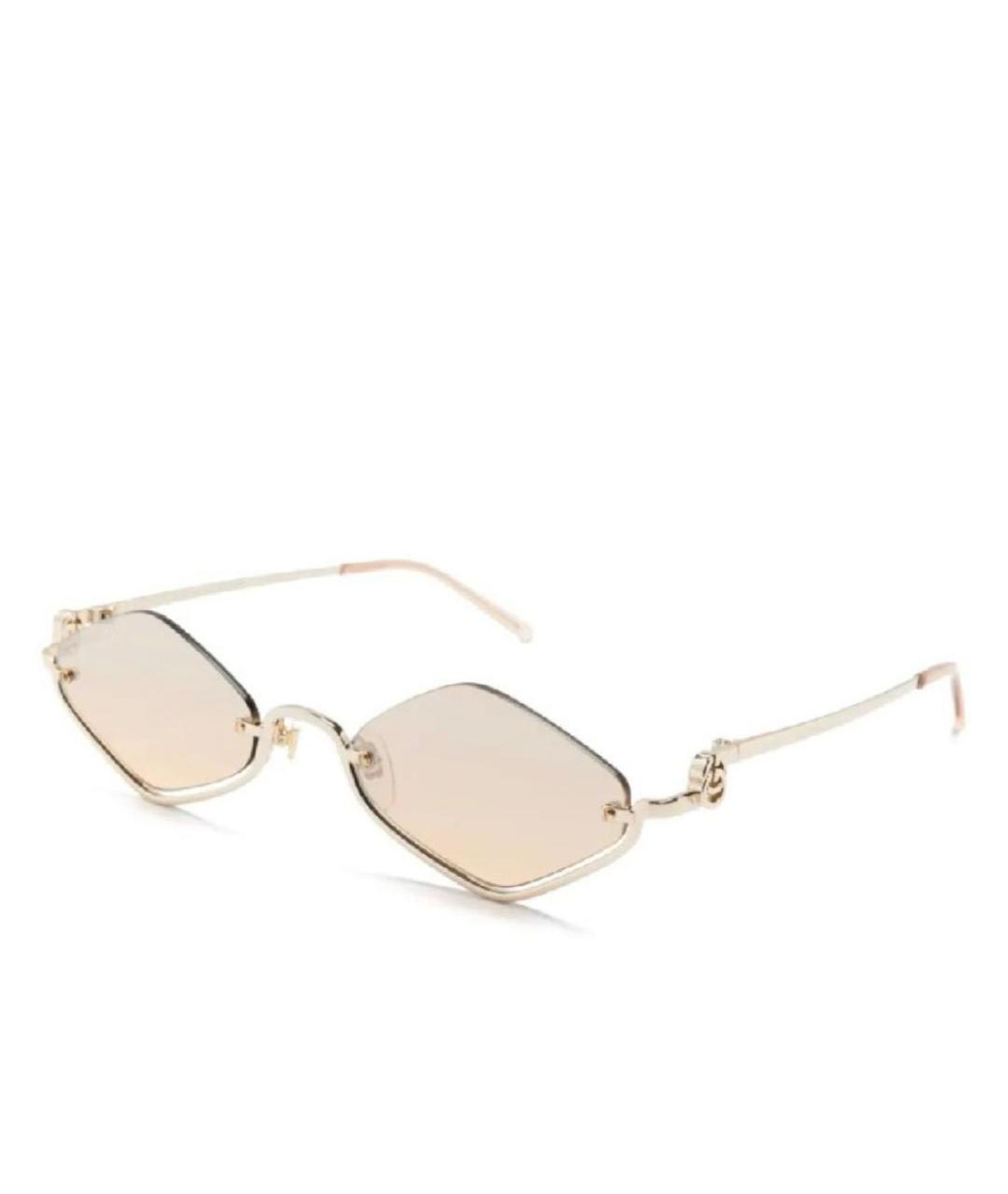 GUCCI Бежевые металлические солнцезащитные очки, фото 1