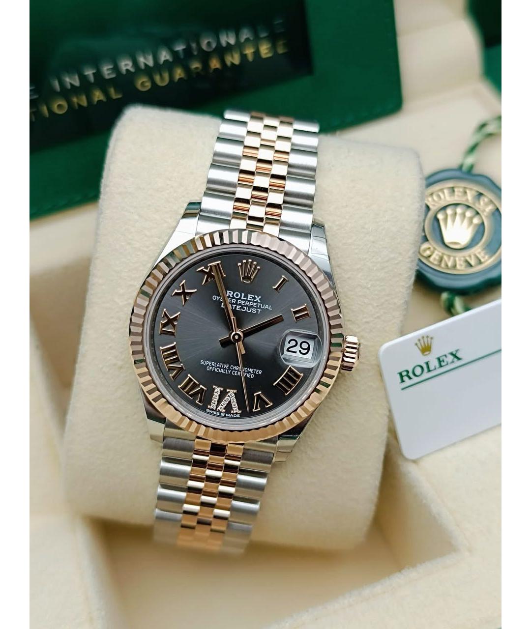 ROLEX Антрацитовые часы из розового золота, фото 6