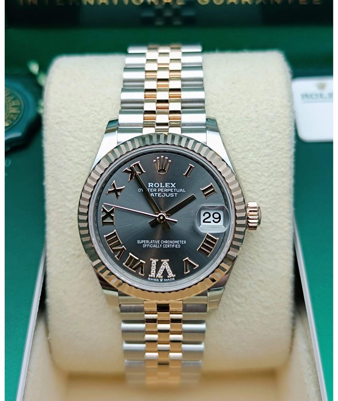 ROLEX Антрацитовые часы из розового золота, фото 4