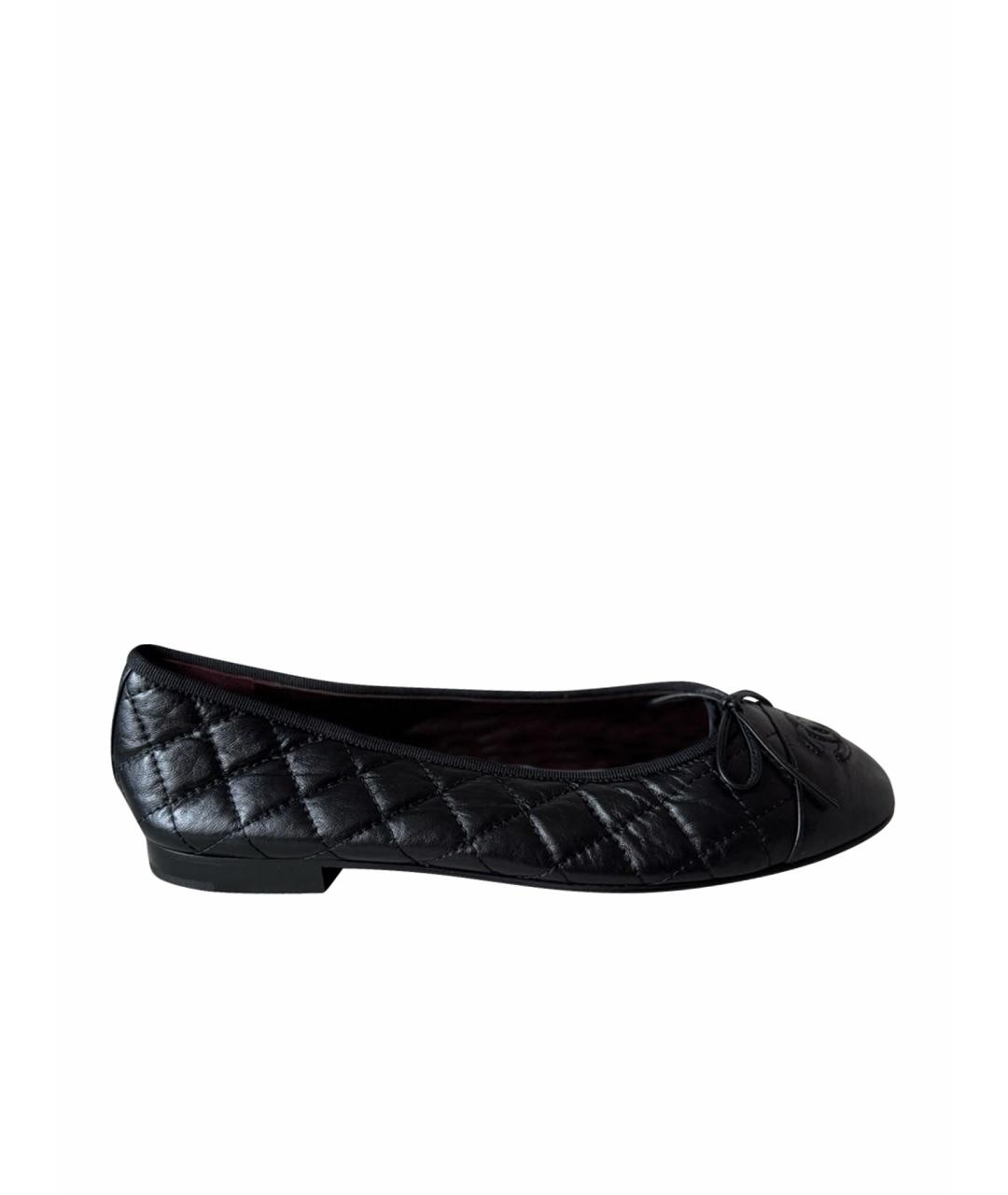 CHANEL Черные кожаные балетки, фото 1