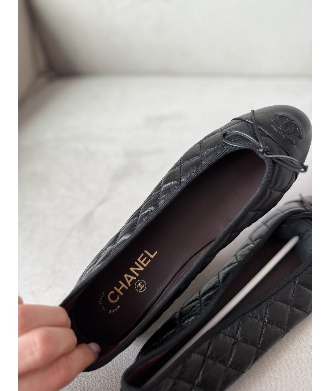 CHANEL Черные кожаные балетки, фото 7